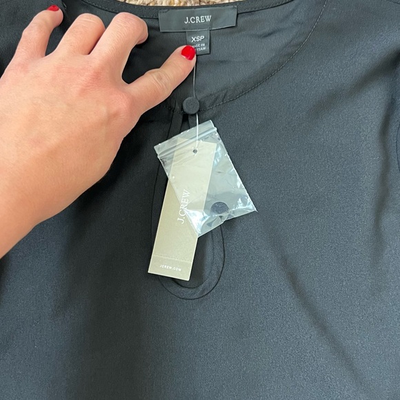 NWT J Crew Womens Long Sleeve Keyhole Top Black Color XSP - Picture 7 of 12